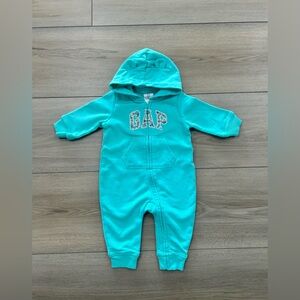 GAP Turquoise Hooded Baby Jumpsuit